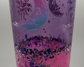 24 OZ Dual Purple and Pink Lava Sun and Moon Tumbler