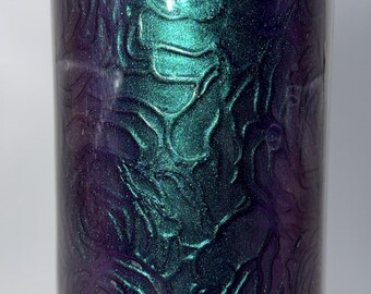 30 OZ Purple Teal Chrome Color Shift with Rose Decal Stainless Steel Tumbler