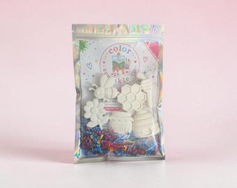 Gipsmalset, Bienenwabenfiguren, Kreative Bastelaktivität, Gastgeschenke