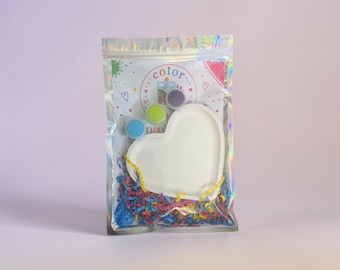 Herz-Gipsmalset, Kreative Bastelidee, Gastgeschenke
