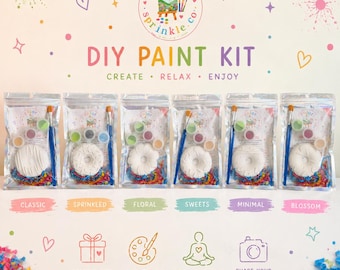 Kit para pintar donas, recuerdos para fiestas de cumpleaños, kits de arte, pinturas divertidas, pintura para beber, pintura DIY