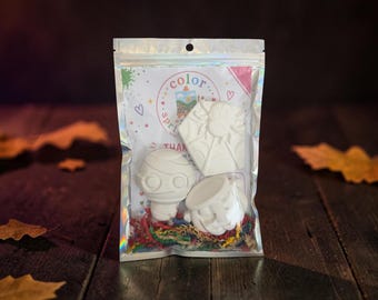 Halloween-Gipsmalset, Hexenhut, Mumie, Gruselige Bastelideen