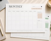 Monthly Planner Printable | Minimal Monthly Planner PDF | Monatsplaner | A3 A4 A5 US Letter | Monthly Calendar | Instant Download