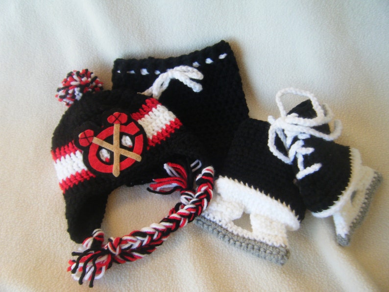 Crocheted Blackhawks Hat /& Short Pants Set These Are Made to Order