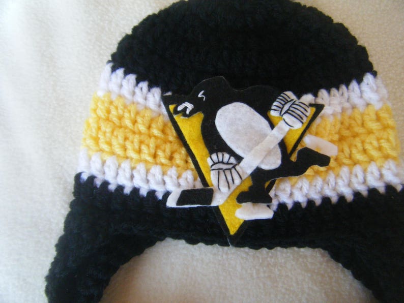 Crocheted Inspired Pittsburgh Penguins Hat Short Pants /& Hockey Skates Booties Set These Are Made to Order