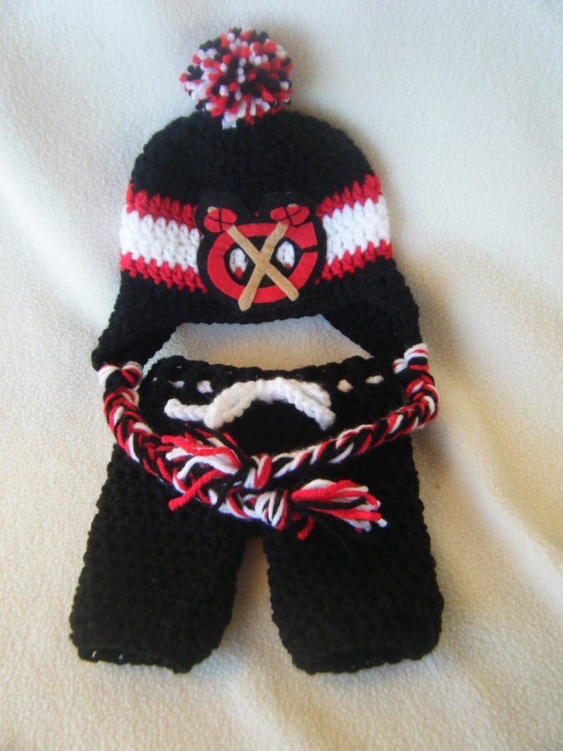Crocheted Blackhawks Hat /& Short Pants Set These Are Made to Order