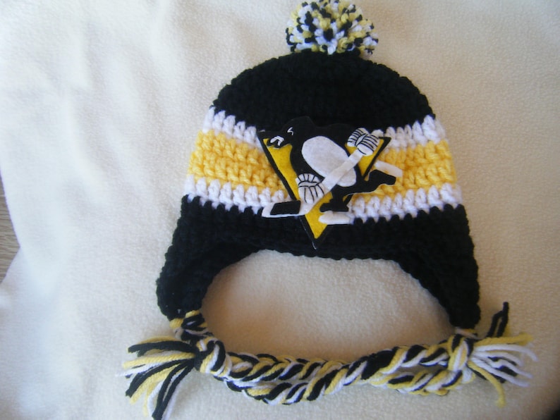 Crocheted Inspired Pittsburgh Penguins Hat Short Pants /& Hockey Skates Booties Set These Are Made to Order