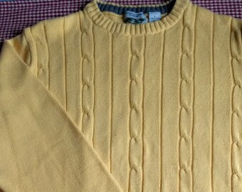 Y2K Cable Knit Cotton Sweater  - Soft 100% Cotton - Unisex Men's Large- Pullover Jumper