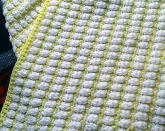 Hand Crocheted Baby Blanket - Gender Neutral - Approx 38" x 26" - American Made in USA