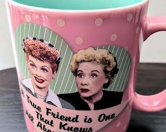 I Love Lucy Friendship Mug - Lucy and Ethel 16 oz Pink/Aqua Coffee Mug