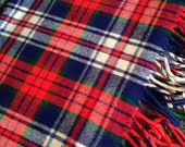 Vintage Troy Leisure Blanket - Vintage Wool TartanPlaid - Large Stadium Blanket 72 quot x 56 quot - American Made in USA