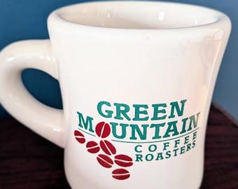 Green Mountain Coffee Mug -  Heavy Glazed Stoneware - Iconic Diner Mug -Westford China Restauran Ware - Made in USA