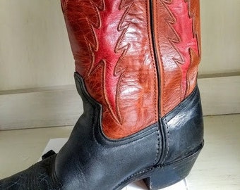 Dan Post Cowboy Boots - Vintage Code West Leather Riding/Dance Boots - Ladies 6 1/2 M - American Made in USA