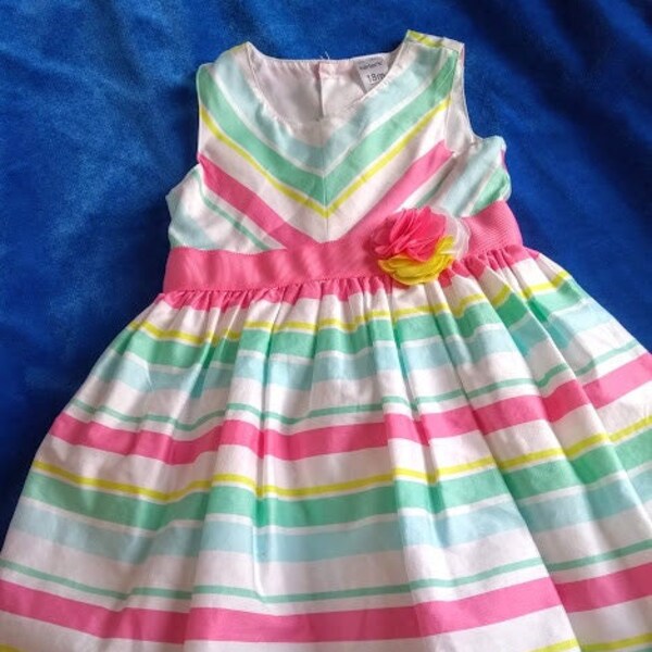 18 Month Easter Dress - 100% Cotton with Attached Tiered Underskirts - Birthday/Photo/Special Event - Infant Size 18 Month