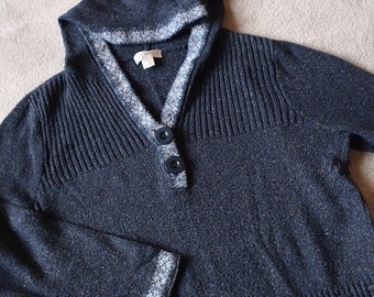 Plus Size Hoodie Sweater - Navy Tweed CJ Banks  - Women Plus 1X