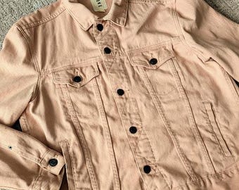 Faded Pink Denim Jean Jacket - Aeropostale Fashion Western Wear -  Trucker Style - 100% Cotton Denim - Ladies Large