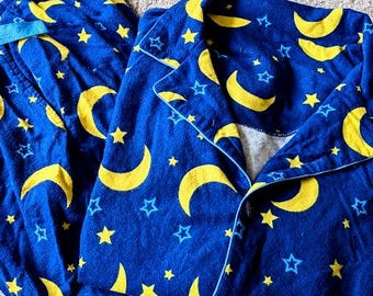 Flannel* Pajama Set -  2 Piece Cotton PJs - Moon and Stars or Winter Christmas Unicorn - Ladies Size Small