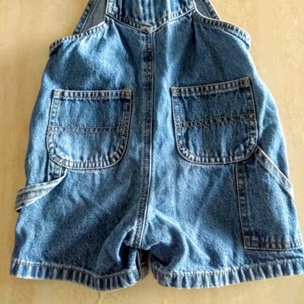 Denim Shortalls - Vintage Distressed 100% Cotton Denim Overall Shorts -  Various Sizes Infant - 5