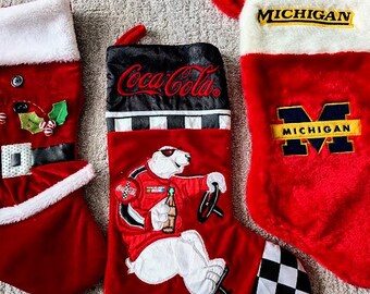 Large Plush** Christmas Stockings – Coca Cola Polar Bear, University of Michigan