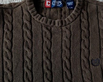 CHAPS Ralph Lauren Sweater - Cable Knit Pullover - 100% Cotton- - Ladies Large