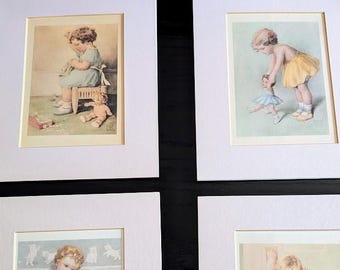 Bessie Pease Gutmann Set of 4 Matted Art Prints - 1985