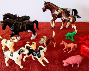Vintage Toy Animals – 1980s Farm Animal Plastic Figures Lot