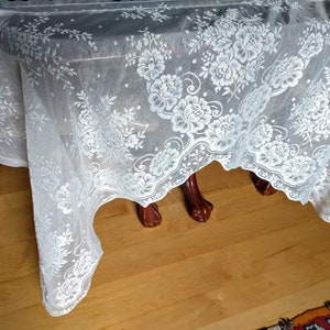 Lace Curtain  -Light Filtering Floral White  Swag Valance