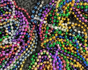 60 Mardi Gras** Bead Necklace Lot -  Candy Free Parade Throws - 60 Count Plastic Bead Necklaces - Easter Egg Fillers