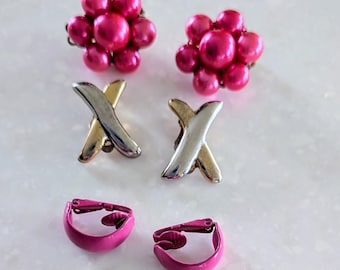 Lot of 3 Pair Vintage Clip On Earrings - Original Owner 1970s