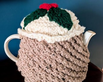 Hand Crochet** Irish Wool Tea Cozy – Dimentional Holly Design, Made in Ireland - Purchased From the Maker