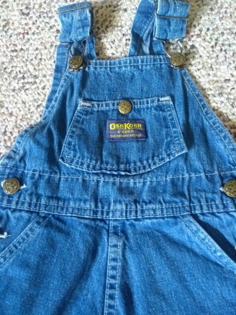 Infant Size 18 Month OR 24 Month2T Distressed Denim American Made in USA OshKosh Baby Toddler Bib Overall Jumper