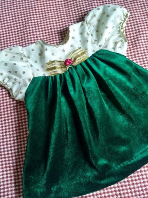 green velvet infant dress