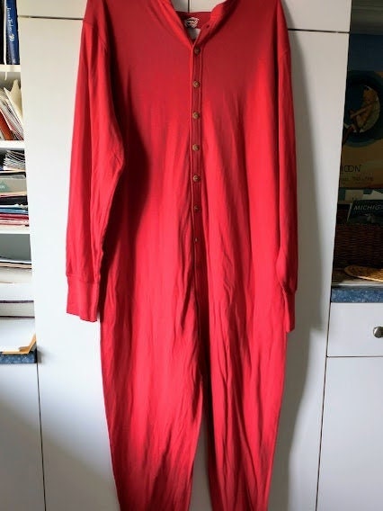 Red Long Johns Classic Vintage Union Suit Onesie Duofold Long