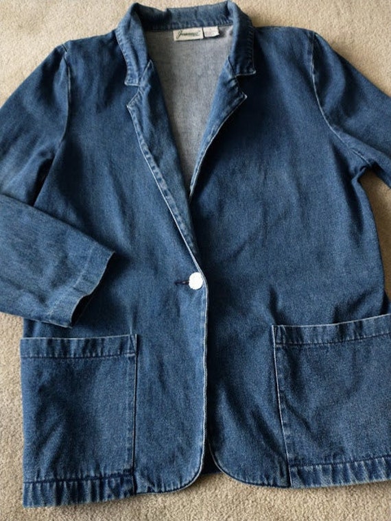 1990s  Denim Blazer  Jacket   100% Cotton Slightly
