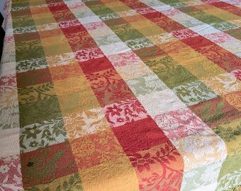 SALE !! April Cornell Harvest Plaid Tablecloth - 100% Hefty Cotton - Reversible -55"W x 77"L - Made in India