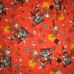 Plus Size Halloween Vest - Kitsch Cotton Print - Ghost, Haunted House, Moon, Bats - Unisex Womens Size 18 image 2