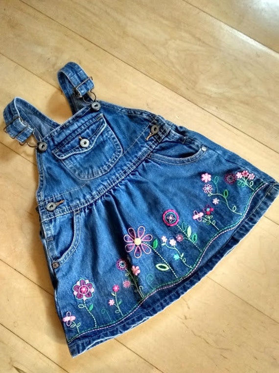Infant Size 18 Month OR 24 Month2T Distressed Denim American Made in USA OshKosh Baby Toddler Bib Overall Jumper