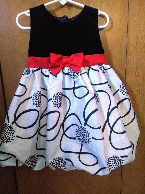 Toddler Party Dress - Black Velvet/white Taffeta Holiday/photo/special  Event - Toddler Girl Size 4T