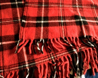 Faribo Stadium / Picnic Blanket -  Red Tartan Plaid Throw - 56"  x 40"- American Made in USA