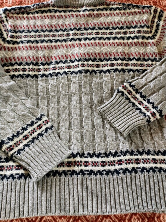 Kilgren White Fair Isle Nordic Wool Sweater Cardigan S M