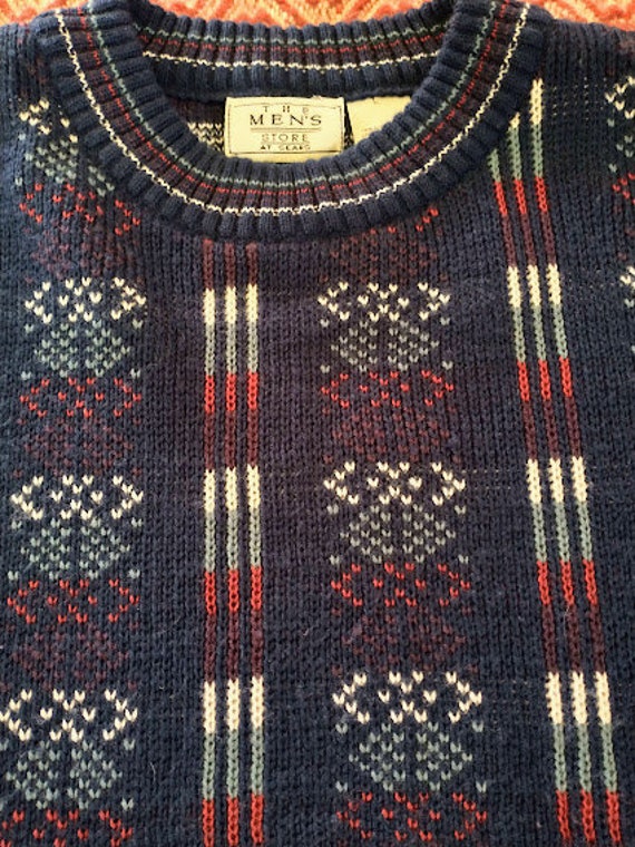Vintage Coogi Style Sweater   -  Geometric Design - Unisex Mens XL - American Made in USA