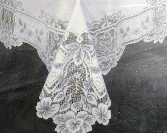 Vintage NEW Lace Tablecloth - Heritage Lace Never Opened Package - Heirloom 70" x 108" White Lace - American Made in USA