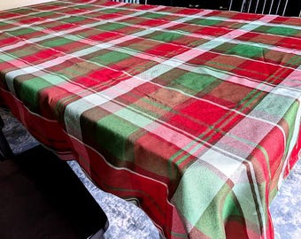 Chrismas** Tartan Tablecloth - Reversible Holiday Plaid Table Cloth -  Two Sizes and Styles - American Made in USA