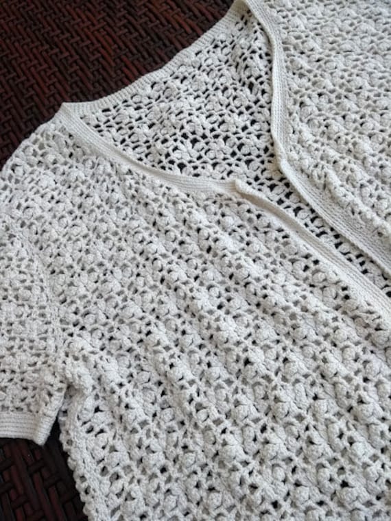 Vintage Crochet Cardigan - Cotton Crochet Lace - A