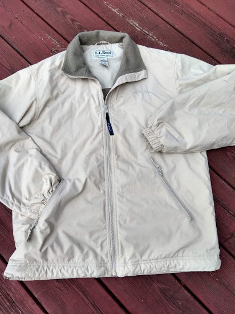 ll-bean-jacket-nylon-shell-fleece-lining-zip-up-collar-etsy