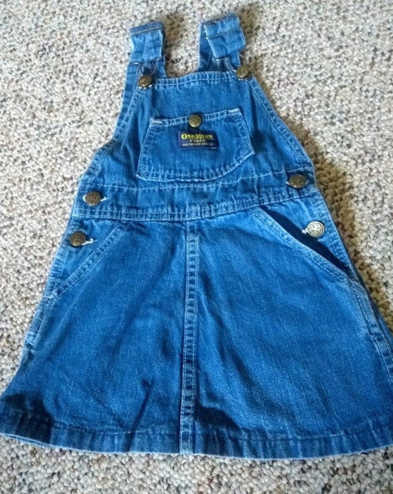 Infant Size 18 Month OR 24 Month2T Distressed Denim American Made in USA OshKosh Baby Toddler Bib Overall Jumper