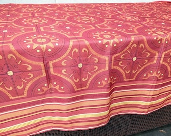Hand Sewn Casual Dining - Orange Print Table Cloth -  - 84" x 60" - American Made in USA