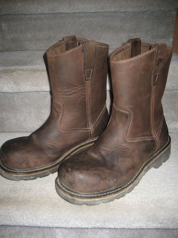 Vintage Leather Steel Toe Work Boots Motorcycle Riding Boots Etsy
