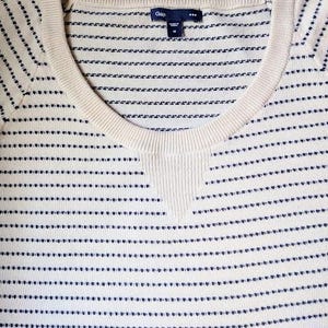 GAP 100% Cotton** Sweater -  Lightweight Textured Stripe Pullover - Ladies Medium