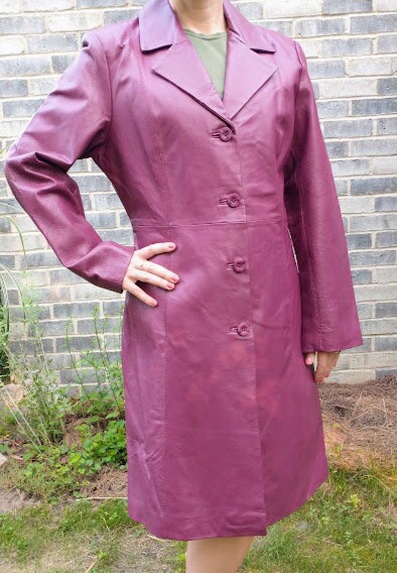 Vintage Leather Trench Coat - Chadwick Vibrant Plu